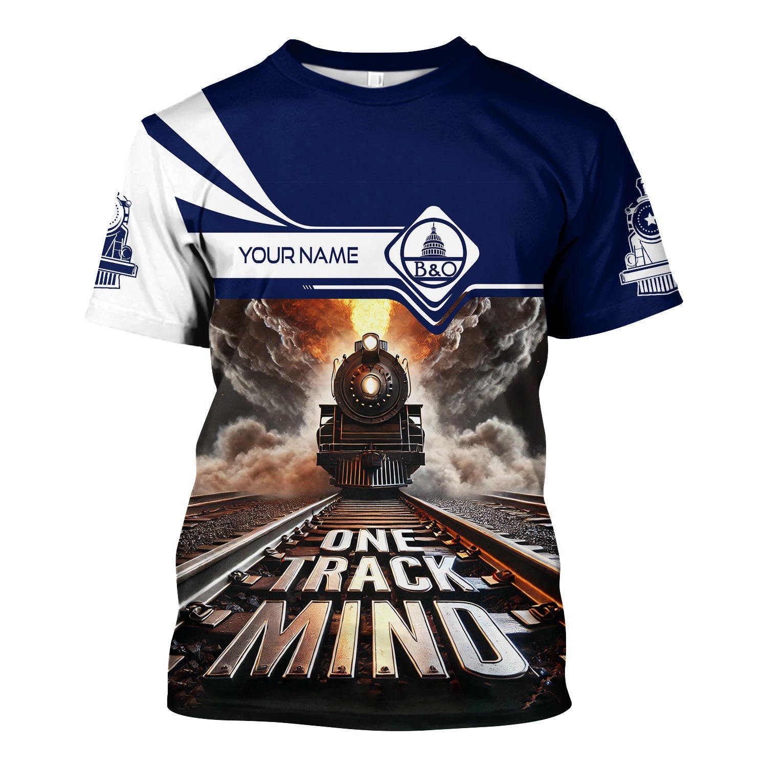 Railspirit Personalized Baltimore and Ohio Railroad T Shirt One Track Mind B&O Train Printed Shirt