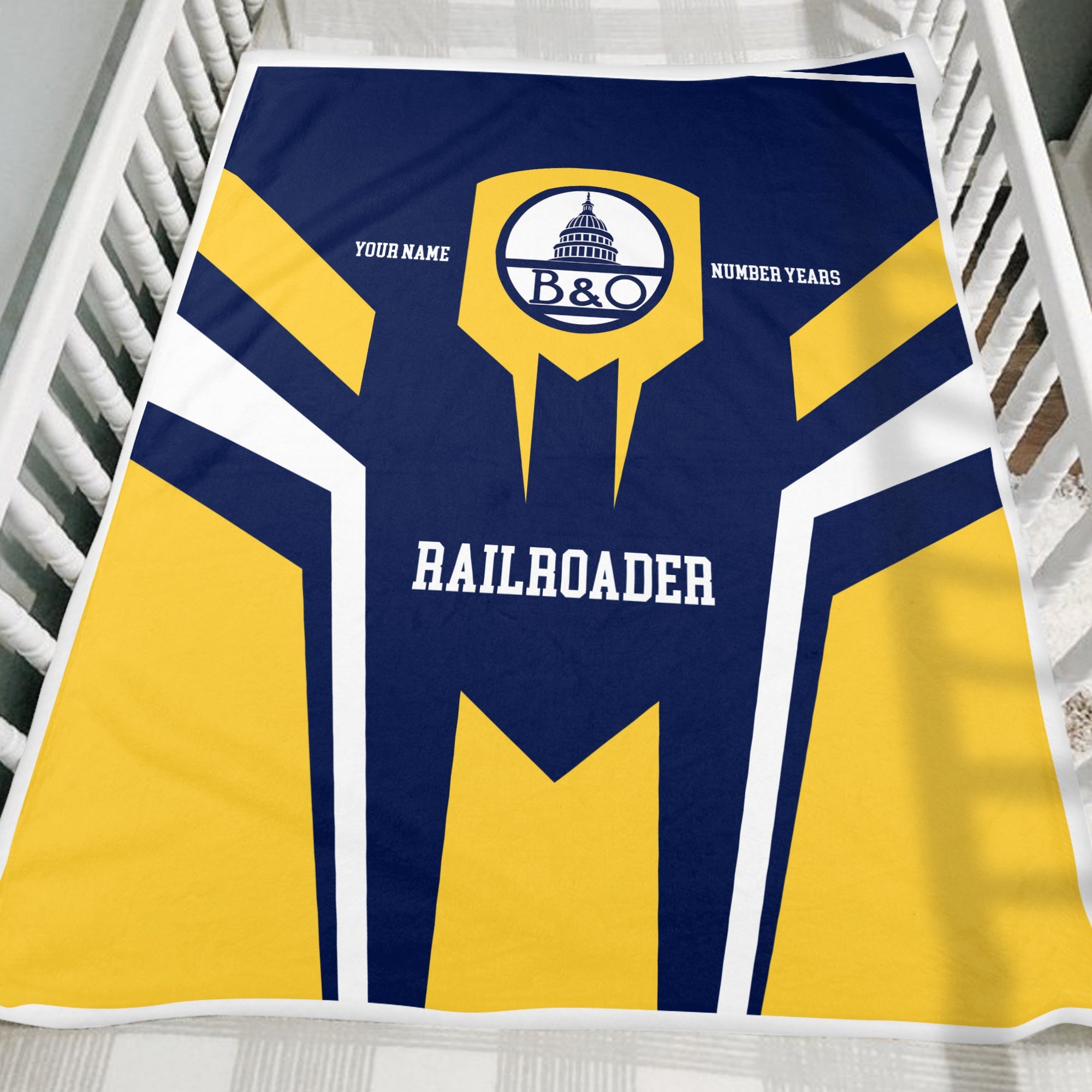 Railspirit Personalized Baltimore and Ohio Railroad Blanket Custom Year Railroader B&O Gift Idea For Train Lover