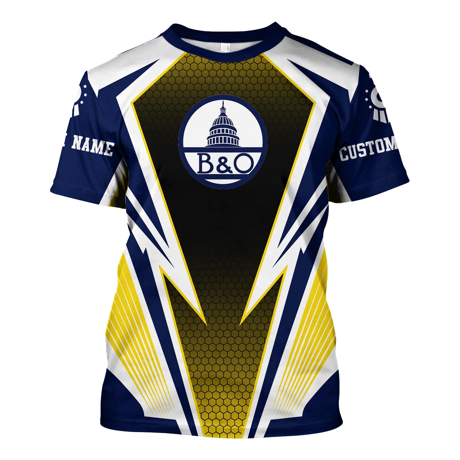 Railspirit Personalized Baltimore and Ohio Railroad T-Shirt Lightning Graphic Style B&O Shirt Gift Idea For Train Lover