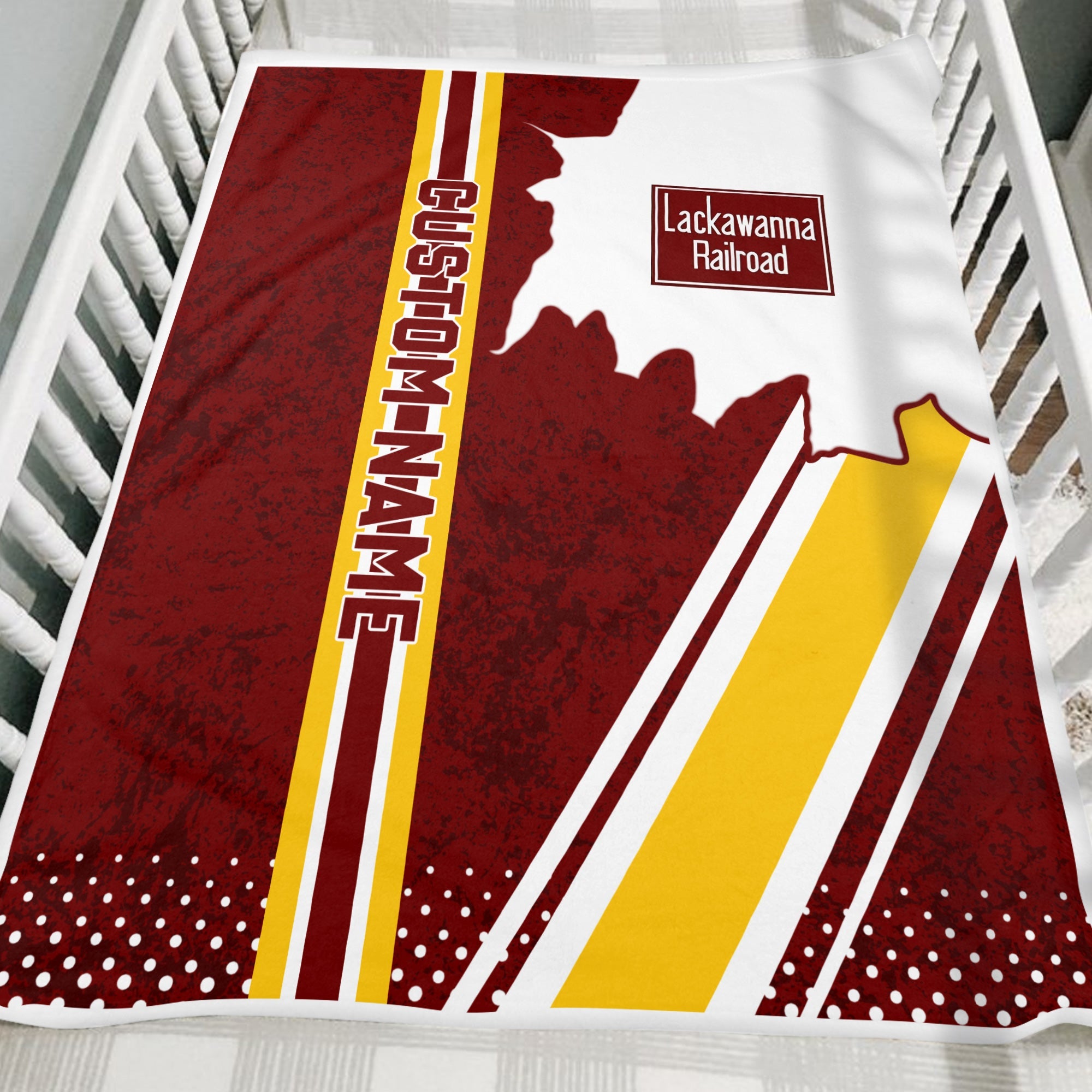 Railspirit Personalized Delaware, Lackawanna and Western Railroad Blanket Vintage DL&W All Over Printed Blanket