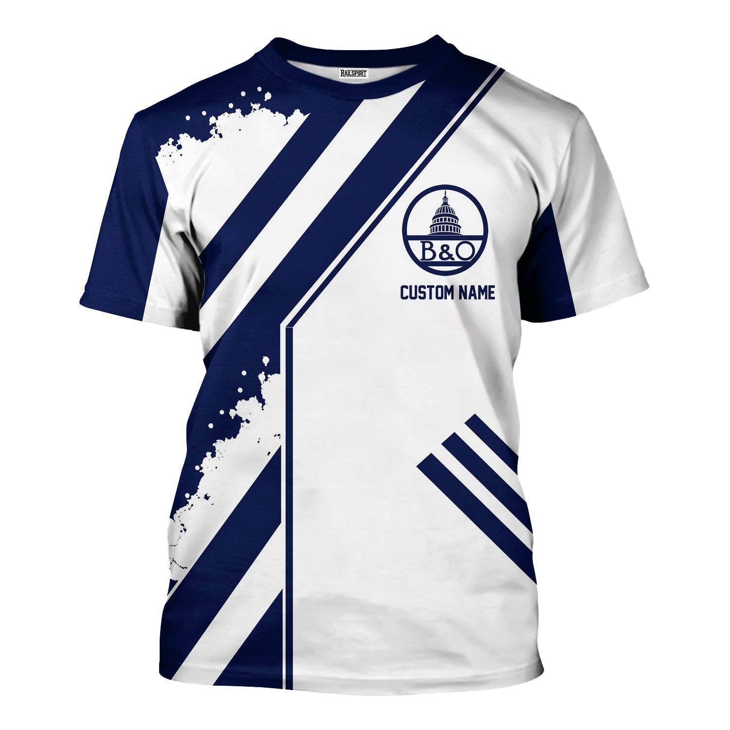 Railspirit Personalized Baltimore and Ohio Railroad T-Shirt Locomotive Design B&O Train Shirt for Train Enthusiast