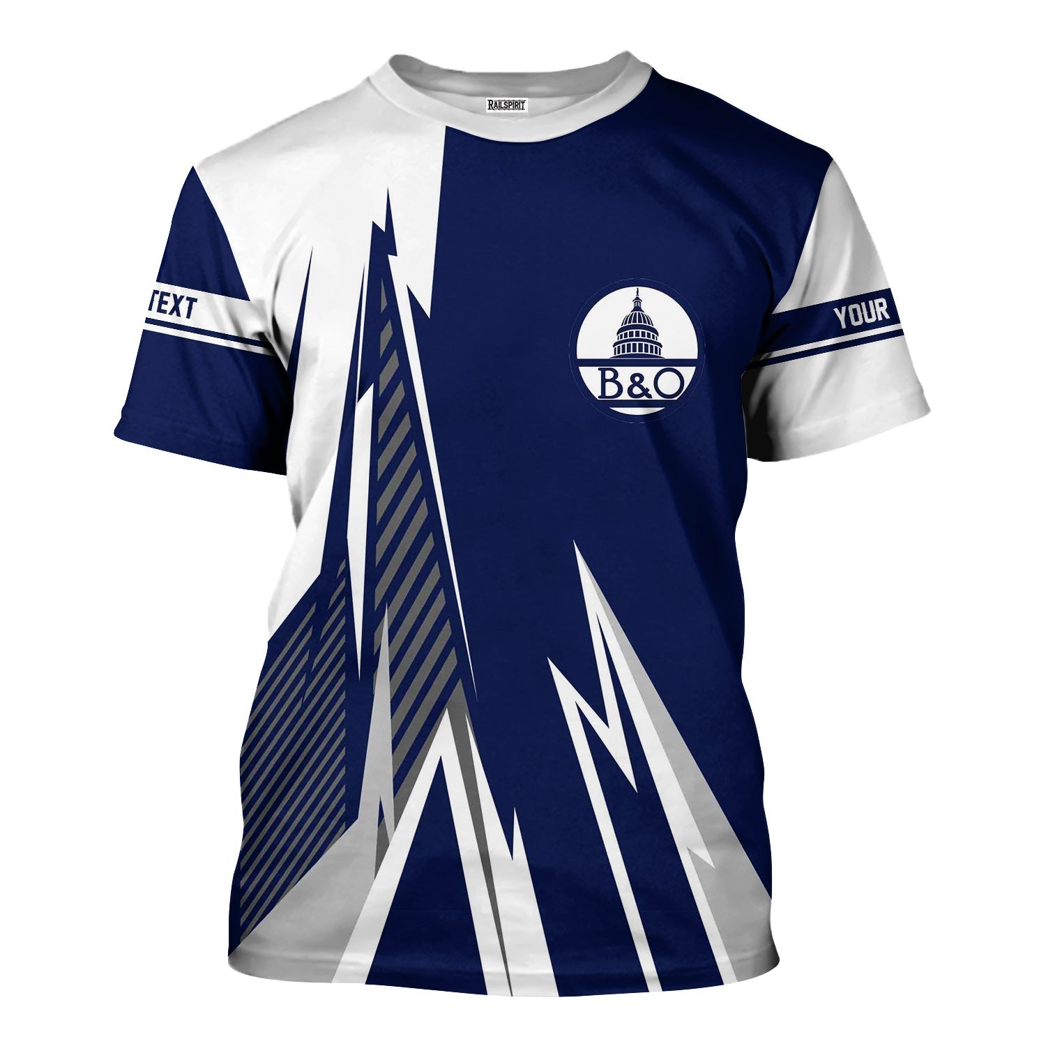 Railspirit Personalized Baltimore and Ohio Railroad T-Shirt Lightning-Inspired Railway Style B&O Shirt For Train Lovers