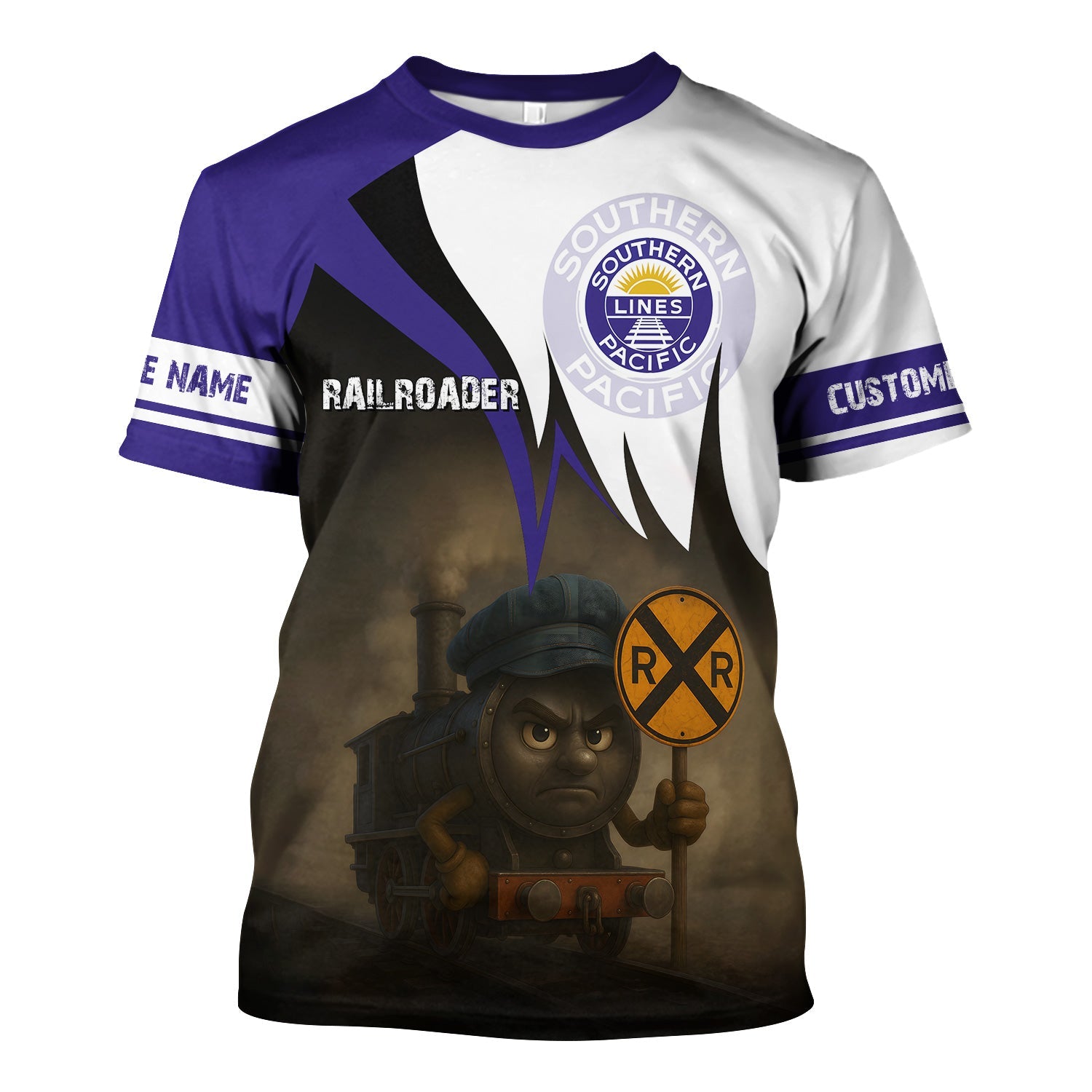 Railspirit Personalized Southern Pacific Railroad T-Shirt Angry Train Shirt Gift Idea For Train Lover