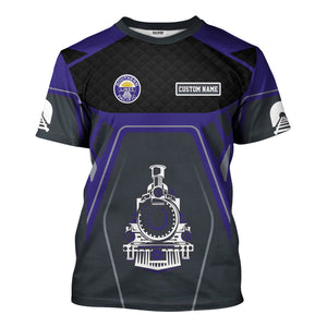 Railspirit Personalized Southern Pacific Railroad T-Shirt Steam Locomotive Engine Graphic Train Shirt All Over Print