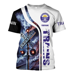 Railspirit Custom Name Southern Pacific Railroad T Shirt One Track Mind American Locomotive Train Shirt All Over Print