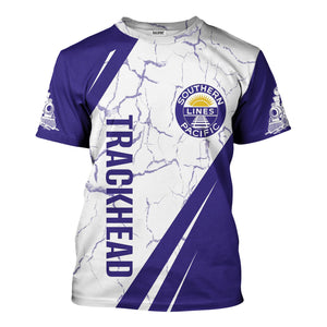 Railspirit Personalized Southern Pacific Railroad T-Shirt Crackle Texture Style Shirt For Trackhead