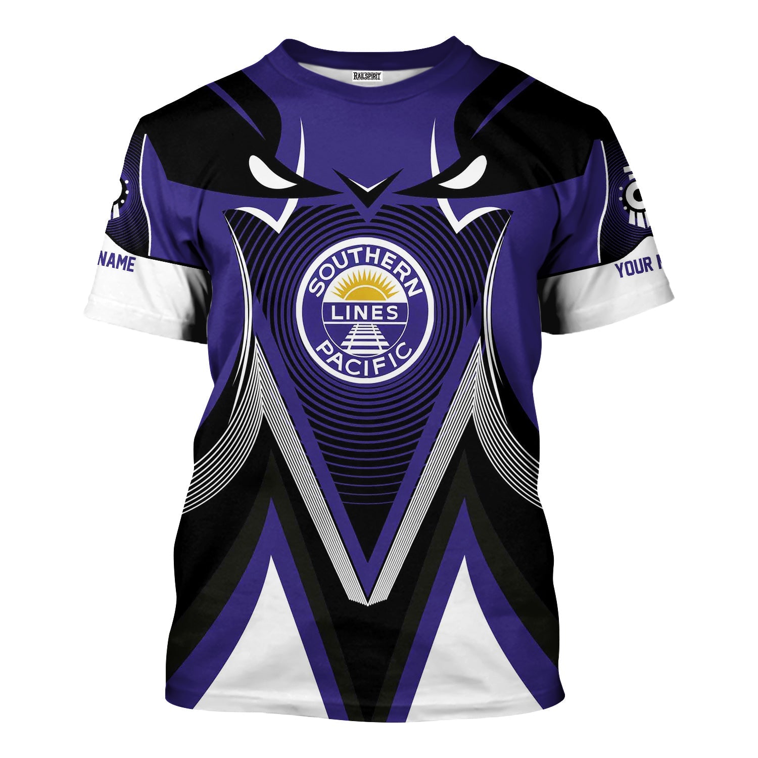 Railspirit Personalized Southern Pacific Railroad T-Shirt Vibrant Graphic Pattern Shirt For Train Enthusiasts