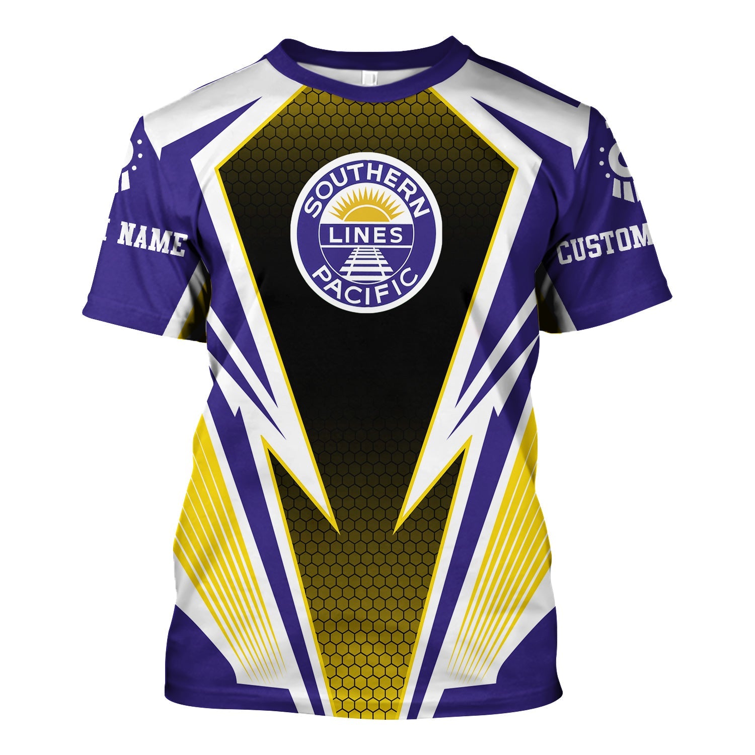 Railspirit Personalized Southern Pacific Railroad T-Shirt Lightning Graphic Style Shirt Gift Idea For Train Lover