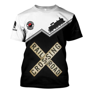 Railspirit Personalized Northern Pacific Railway T Shirt Railroad Crossing Printed Train Track Shirt