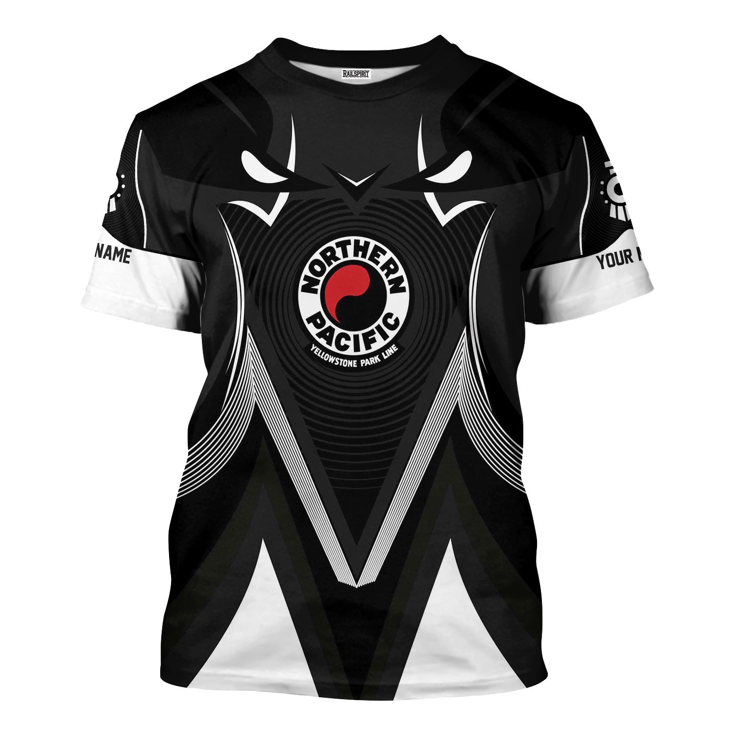 Railspirit Personalized Northern Pacific Railway T-Shirt Vibrant Graphic Pattern Shirt For Train Enthusiasts