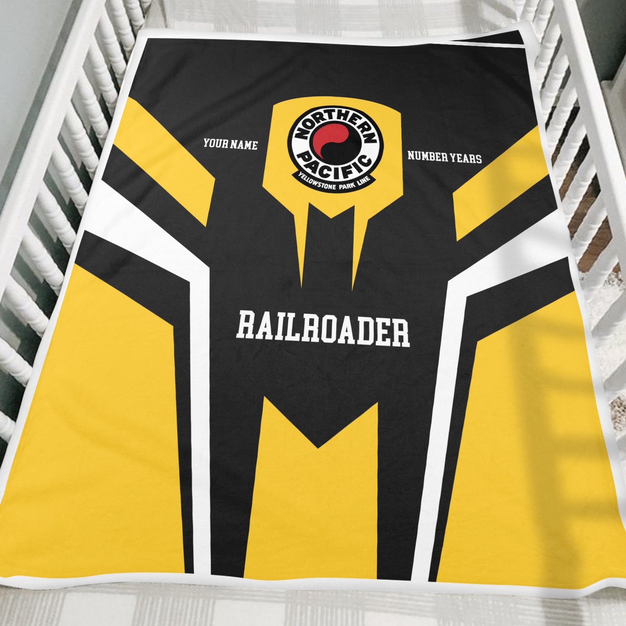 Railspirit Personalized Northern Pacific Railway Blanket Custom Year Railroader Gift Idea For Train Lover