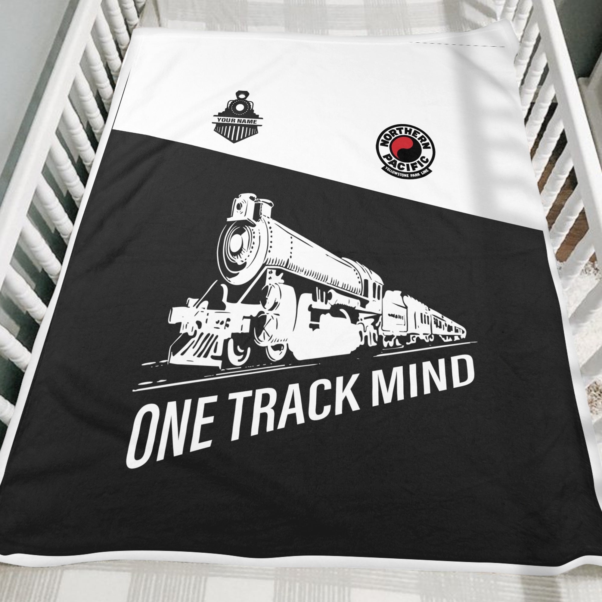 Railspirit Personalized Northern Pacific Railway Blanket One Track Mind Train Blanket Gift Idea For Train Lover