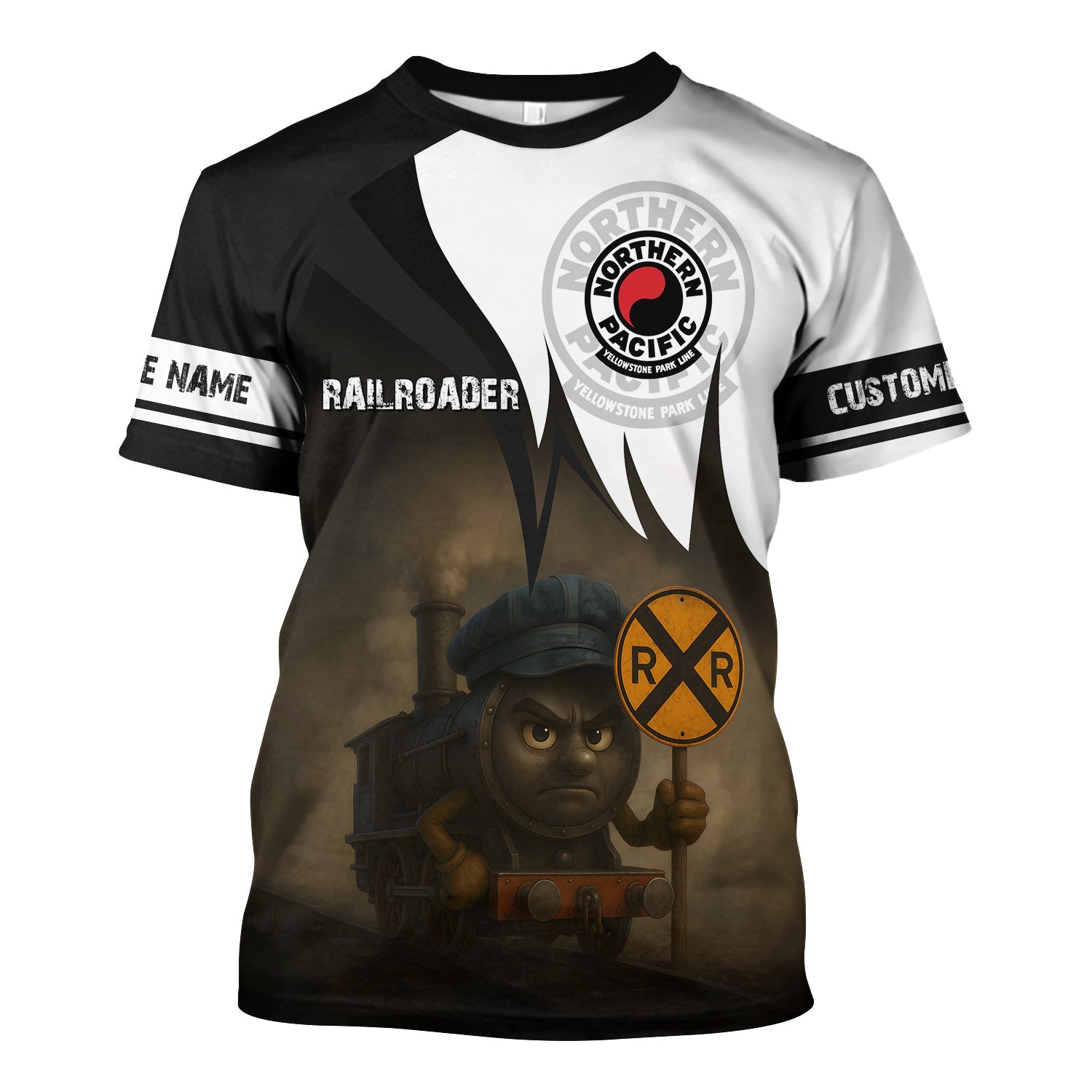 Railspirit Personalized Northern Pacific Railway T-Shirt Angry Train Shirt Gift Idea For Train Lover