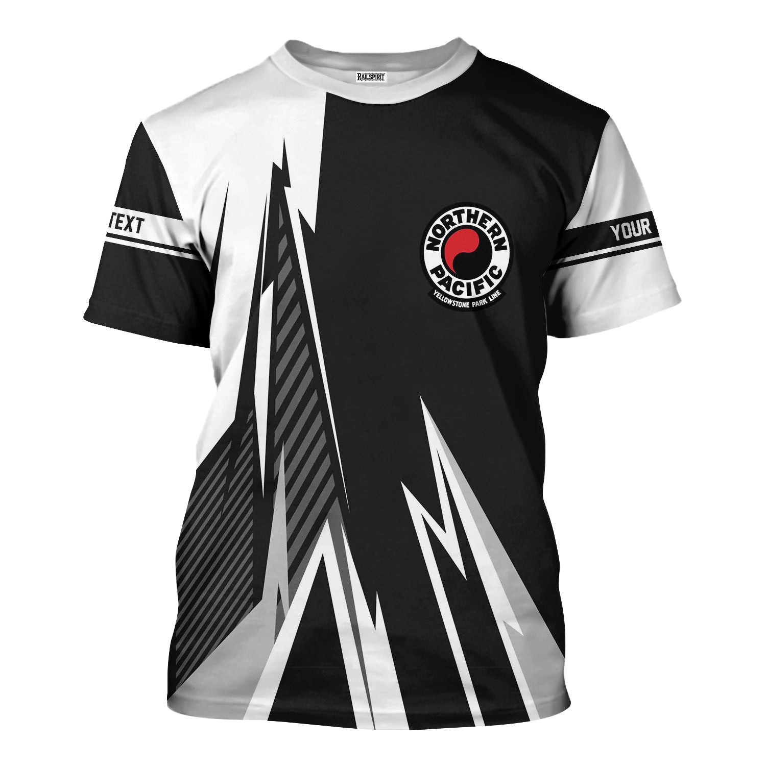 Railspirit Personalized Northern Pacific Railway T-Shirt Lightning-Inspired Railway Style Shirt For Train Lovers