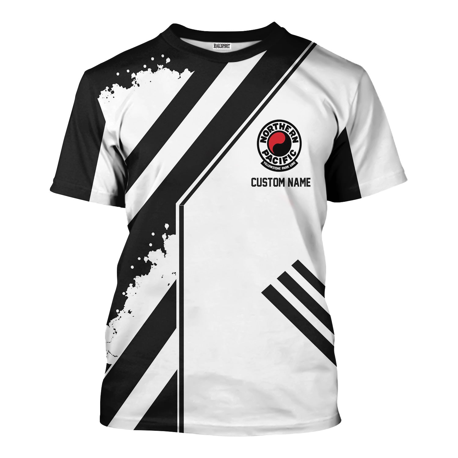 Railspirit Personalized Northern Pacific Railway T-Shirt Locomotive Design Train Shirt for Train Enthusiast