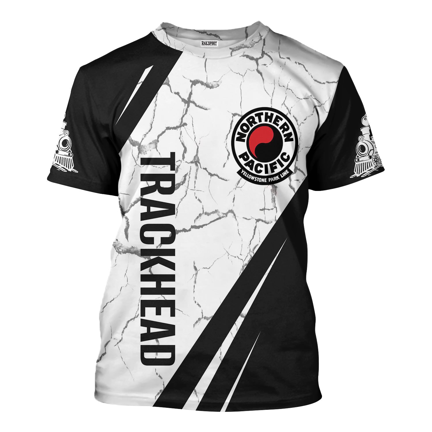 Railspirit Personalized Northern Pacific Railway T-Shirt Crackle Texture Style Shirt For Trackhead