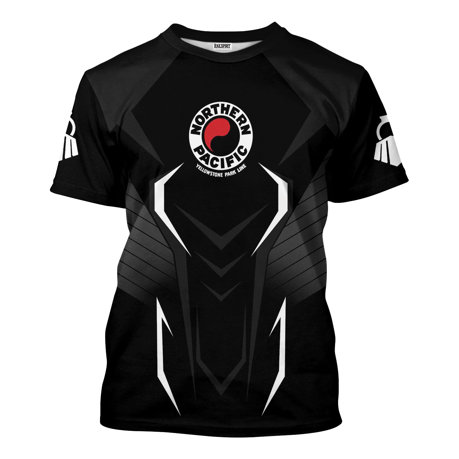 Railspirit Personalized Northern Pacific Railway T-Shirt Dynamic Design Style Perfect Shirt for Train Enthusiasts