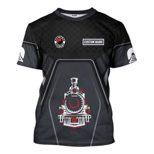 Railspirit Personalized Northern Pacific Railway T-Shirt Steam Locomotive Engine Graphic Train Shirt All Over Print