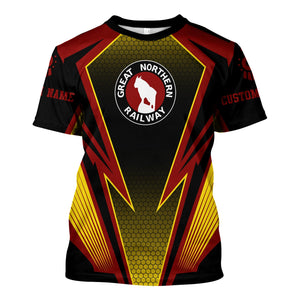 Railspirit Personalized Great Northern Railway T-Shirt Lightning Graphic Style GNR Shirt Gift Idea For Train Lover