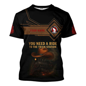 Railspirit Personalized Great Northern Railway T-Shirt You Need A Ride To The Train Station GNR Shirt For Train Lovers