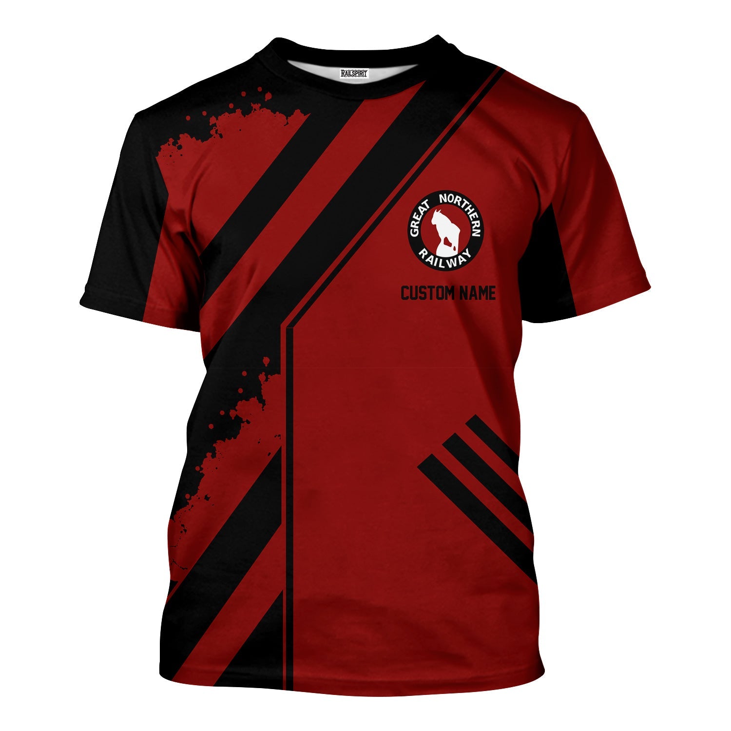 Railspirit Personalized Great Northern Railway T-Shirt Locomotive Design GNR Train Shirt for Train Enthusiast