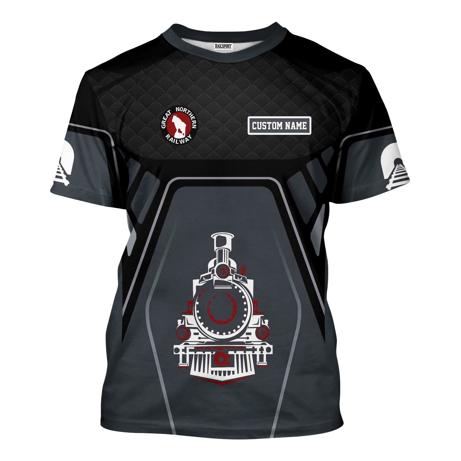 Railspirit Personalized Great Northern Railway T-Shirt Steam Locomotive Engine Graphic GNR Train Shirt All Over Print