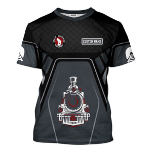 Railspirit Personalized Great Northern Railway T-Shirt Steam Locomotive Engine Graphic GNR Train Shirt All Over Print