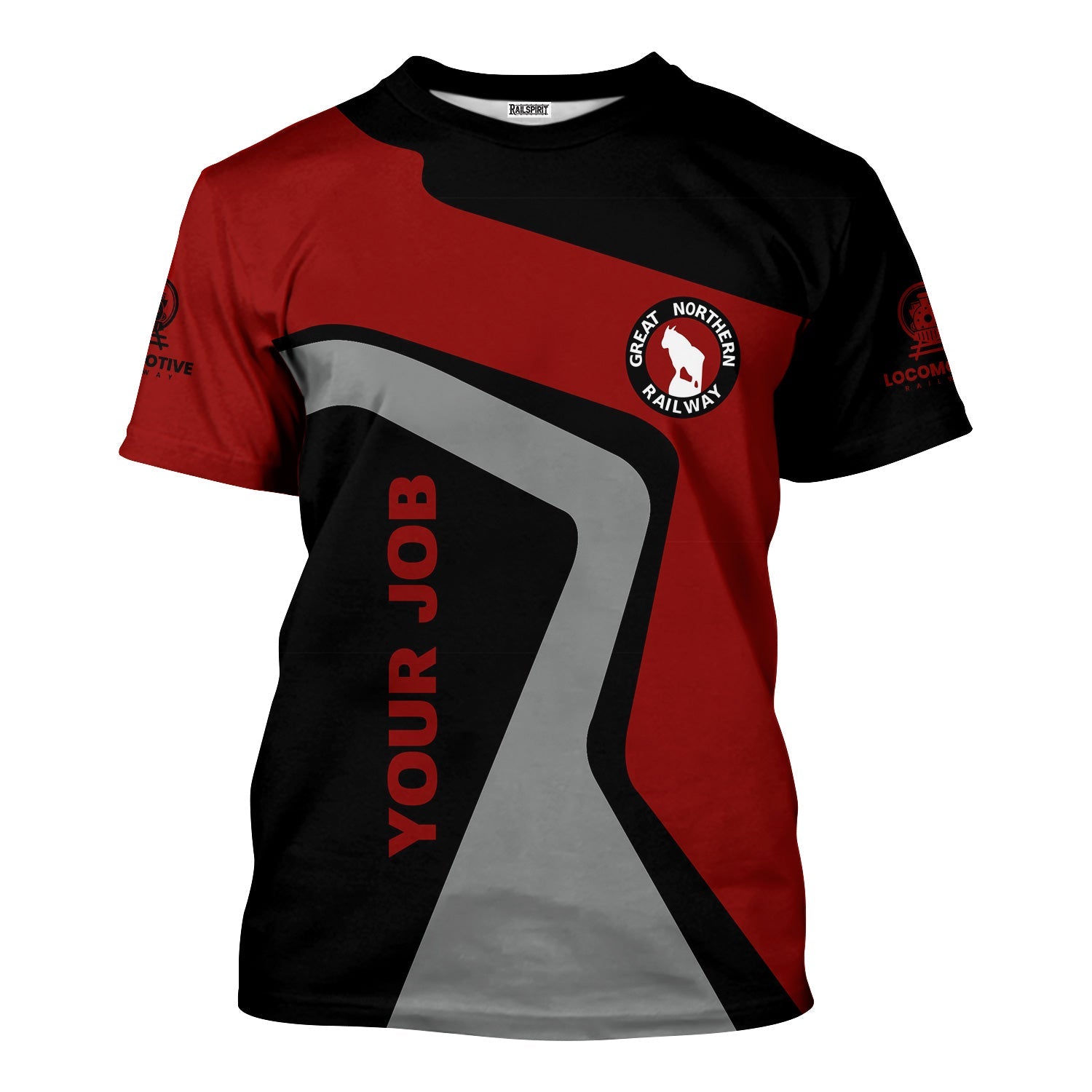 Railspirit Personalized Great Northern Railway T-Shirt Unique Design with Custom Job Position GNR Train Shirt