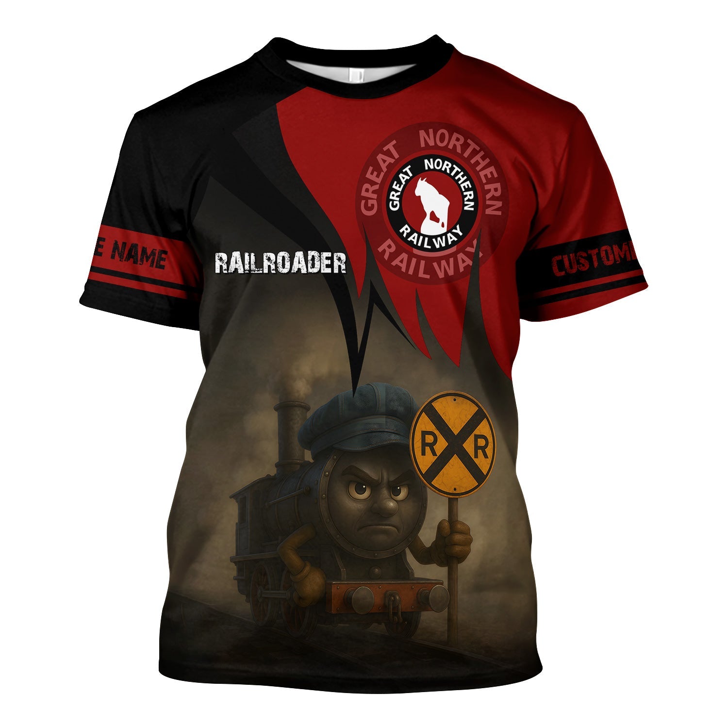 Railspirit Personalized Great Northern Railway T-Shirt Angry Train GNR T-Shirt Gift Idea For Train Lover