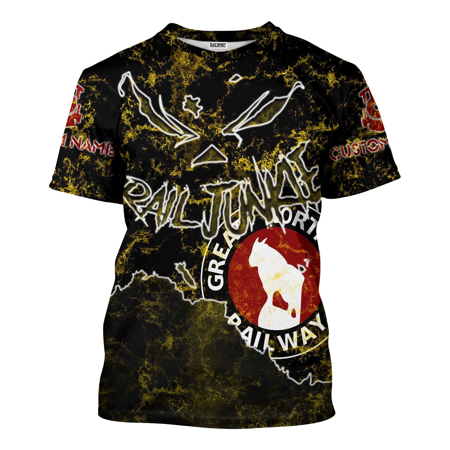 Railspirit Personalized Great Northern Railway T-Shirt Torn Graphic Style GNR Train Shirt For Rail Junkie