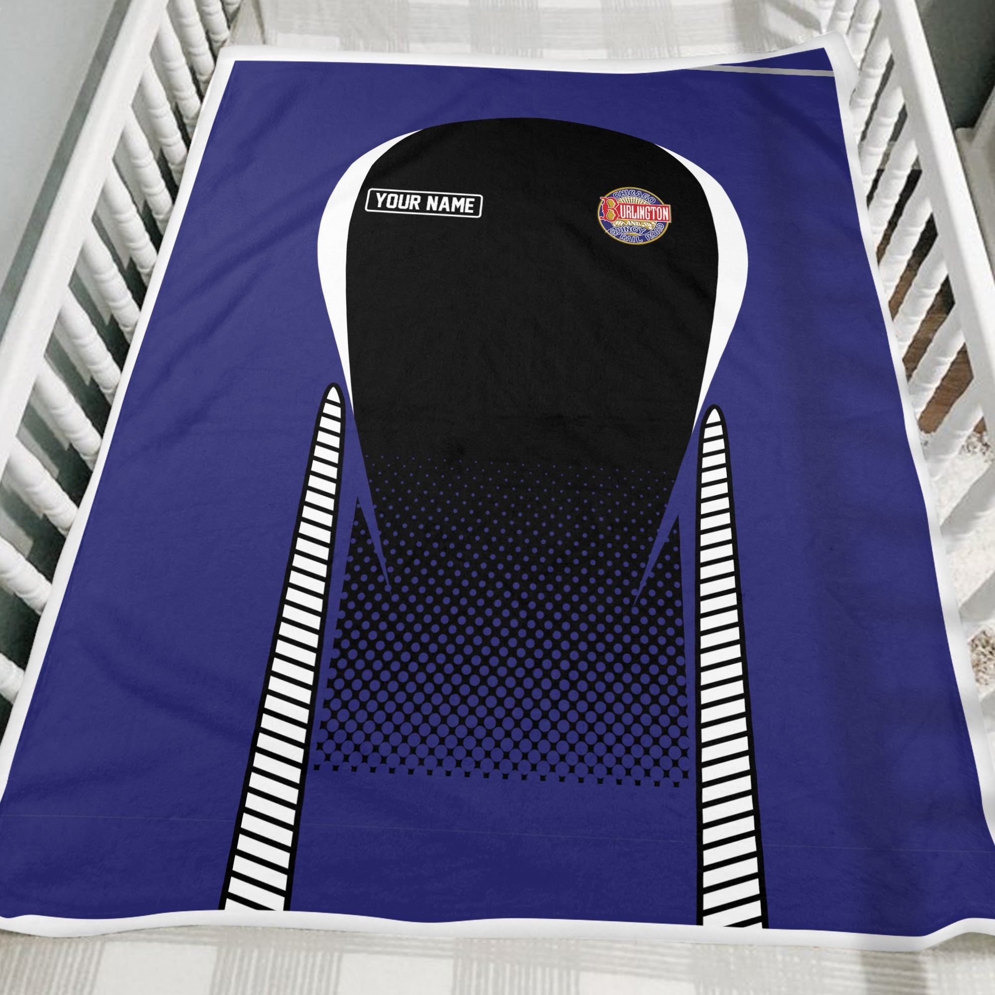 Railspirit Personalized Chicago, Burlington and Quincy Railroad Blanket Train Blanket Gift Idea For Train Lover