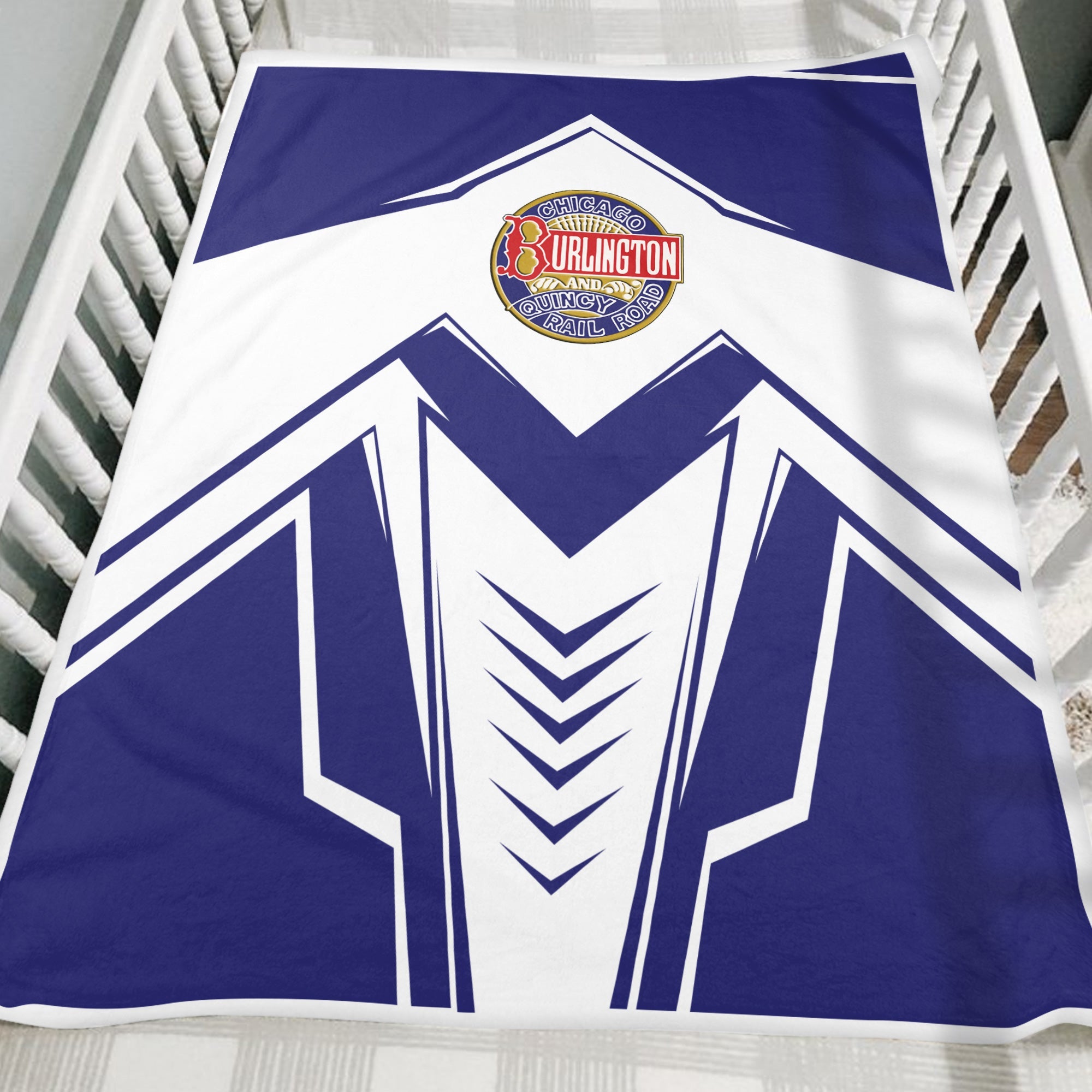 Railspirit Chicago, Burlington and Quincy Railroad Blanket Railway Trainspotter Style Blanket Gift Idea For Foamers