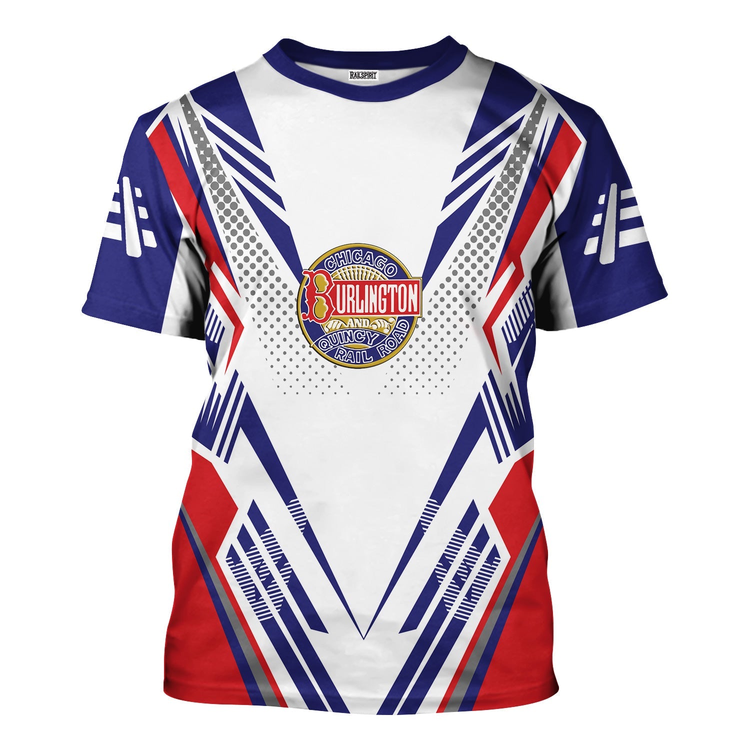 Railspirit Personalized Chicago, Burlington and Quincy Railroad T-Shirt Railroad Tribute Design Train Shirt for Train Lovers