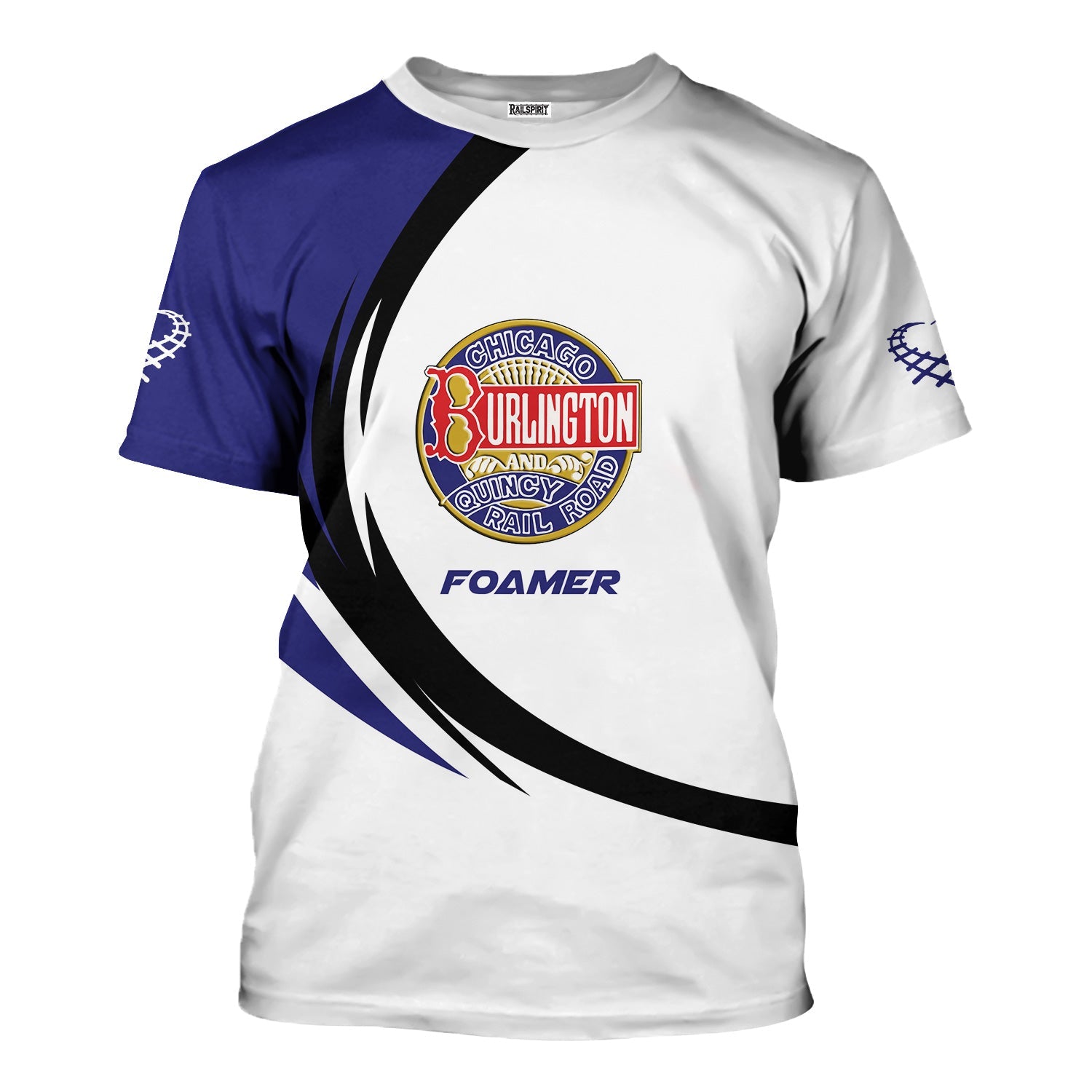 Railspirit Personalized Chicago, Burlington and Quincy Railroad T-Shirt Unique Graphic Style Shirt For Train Enthusiasts