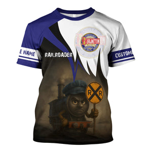 Railspirit Personalized Chicago, Burlington and Quincy Railroad T-Shirt Angry Train Shirt Gift Idea For Train Lover