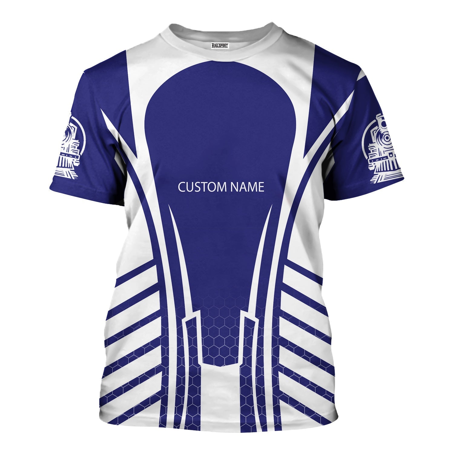 Railspirit Personalized Chicago, Burlington and Quincy Railroad T-Shirt Striped Railroad Style Train Shirt All Over Print