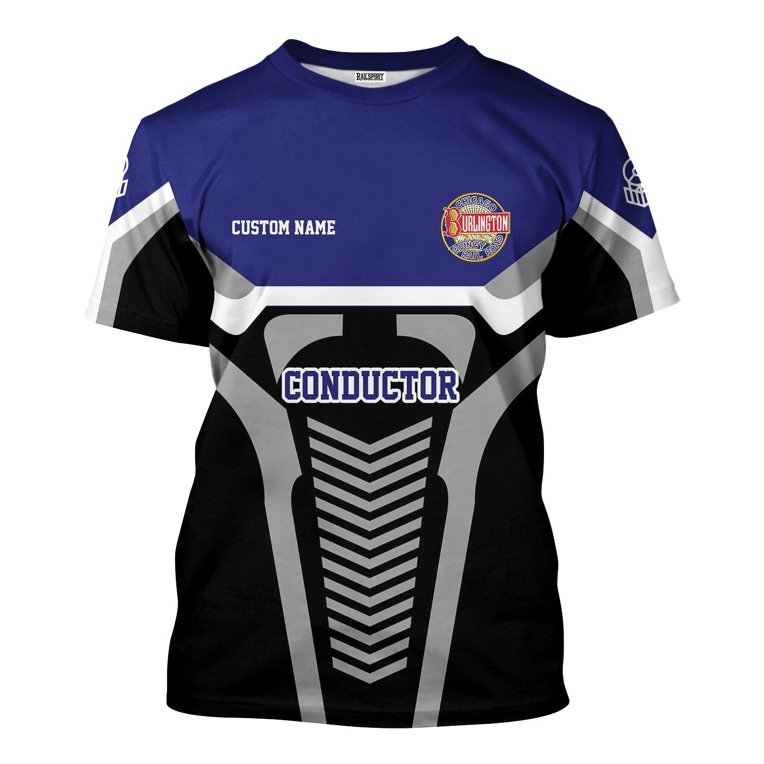 Railspirit Personalized Chicago, Burlington and Quincy Railroad T-Shirt Track-Inspired with Custom Job Position Train Shirt