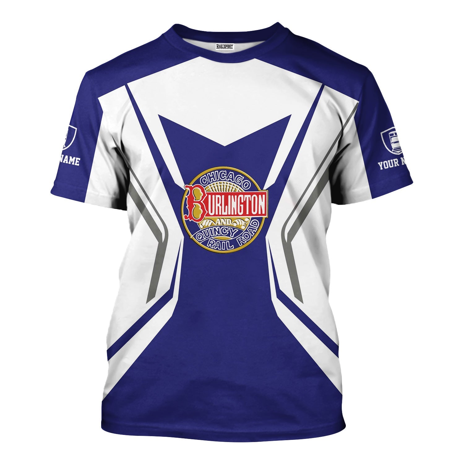 Railspirit Personalized Chicago, Burlington and Quincy Railroad T-Shirt Unique Style with Custom Job Train Shirt