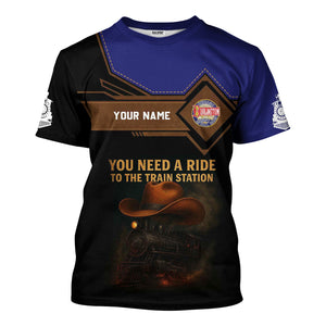 Railspirit Personalized Chicago, Burlington and Quincy Railroad T-Shirt You Need A Ride To The Train Station Shirt For Train Lovers