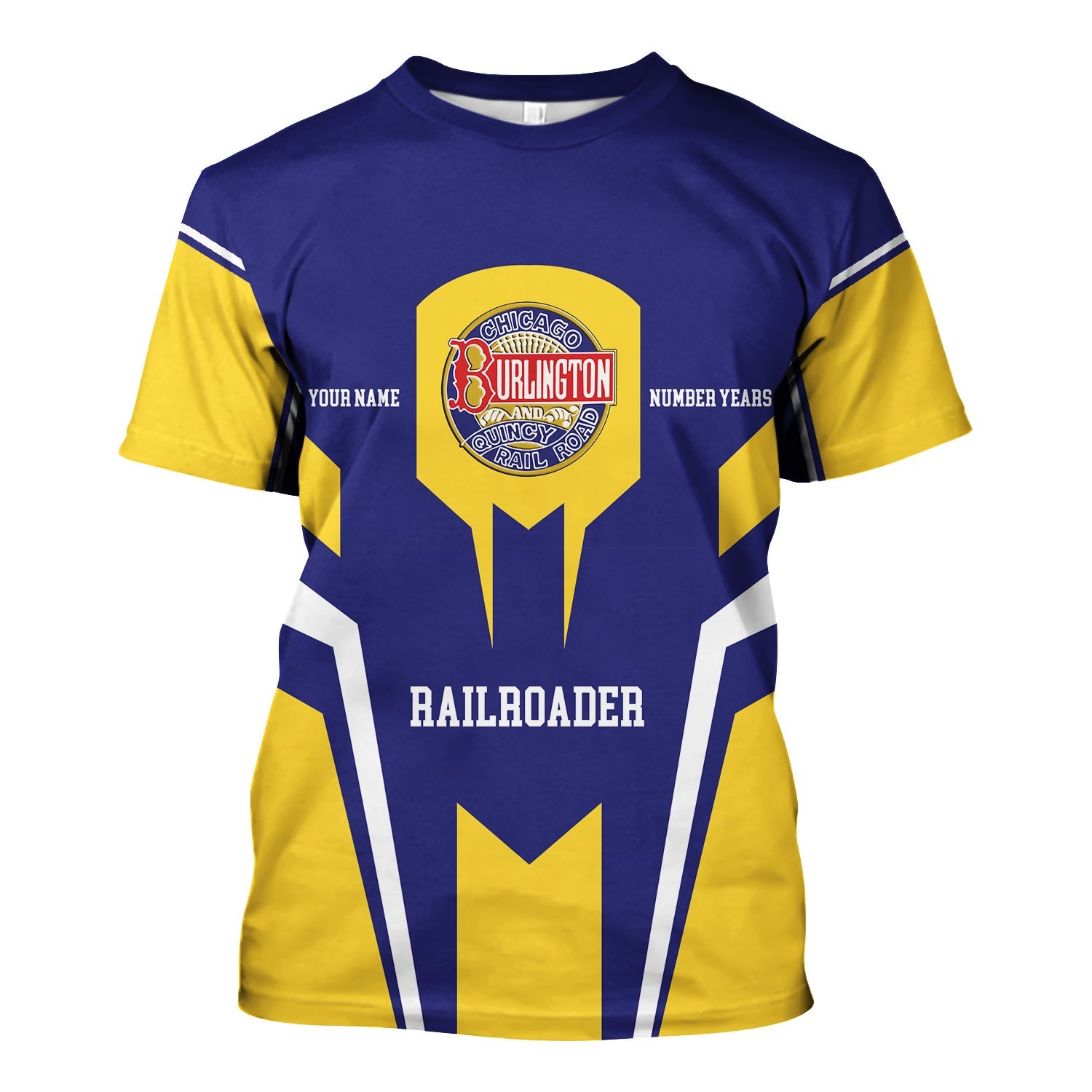 Railspirit Personalized Chicago, Burlington and Quincy Railroad T-Shirt Custom Year Railroader Shirt Gift Idea For Train Lover