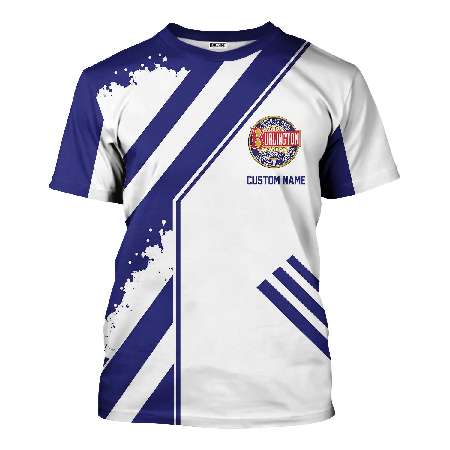 Railspirit Personalized Chicago, Burlington and Quincy Railroad T-Shirt Locomotive Design Train Shirt for Train Enthusiast