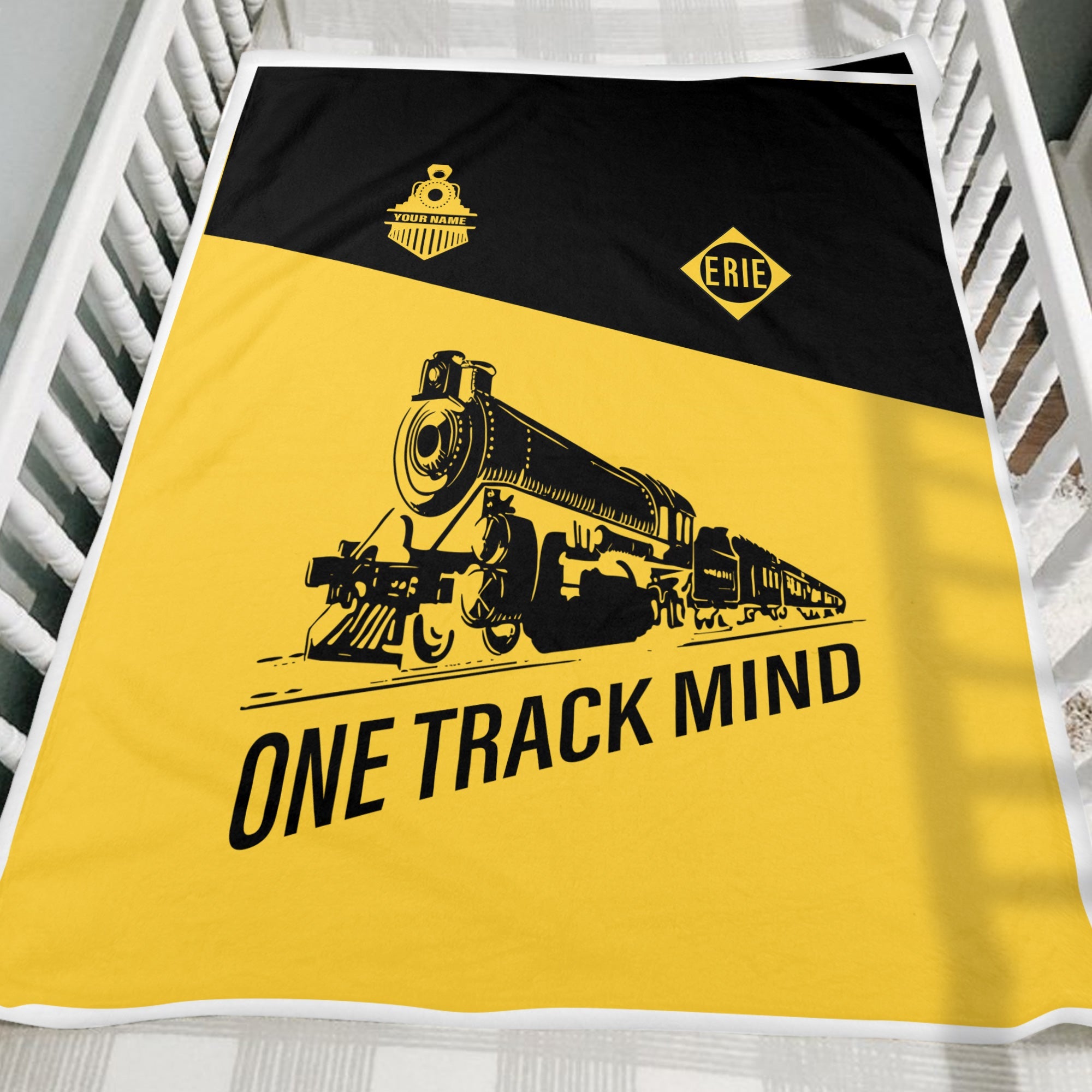 Railspirit Personalized Erie Railroad Blanket One Track Mind Train Blanket Gift Idea For Train Lover