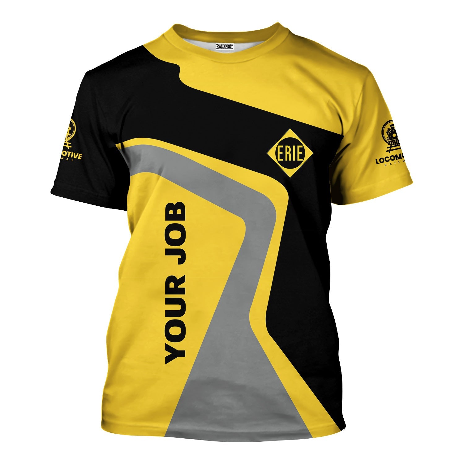 Railspirit Personalized Erie Railroad T-Shirt Unique Design with Custom Job Position Train Shirt