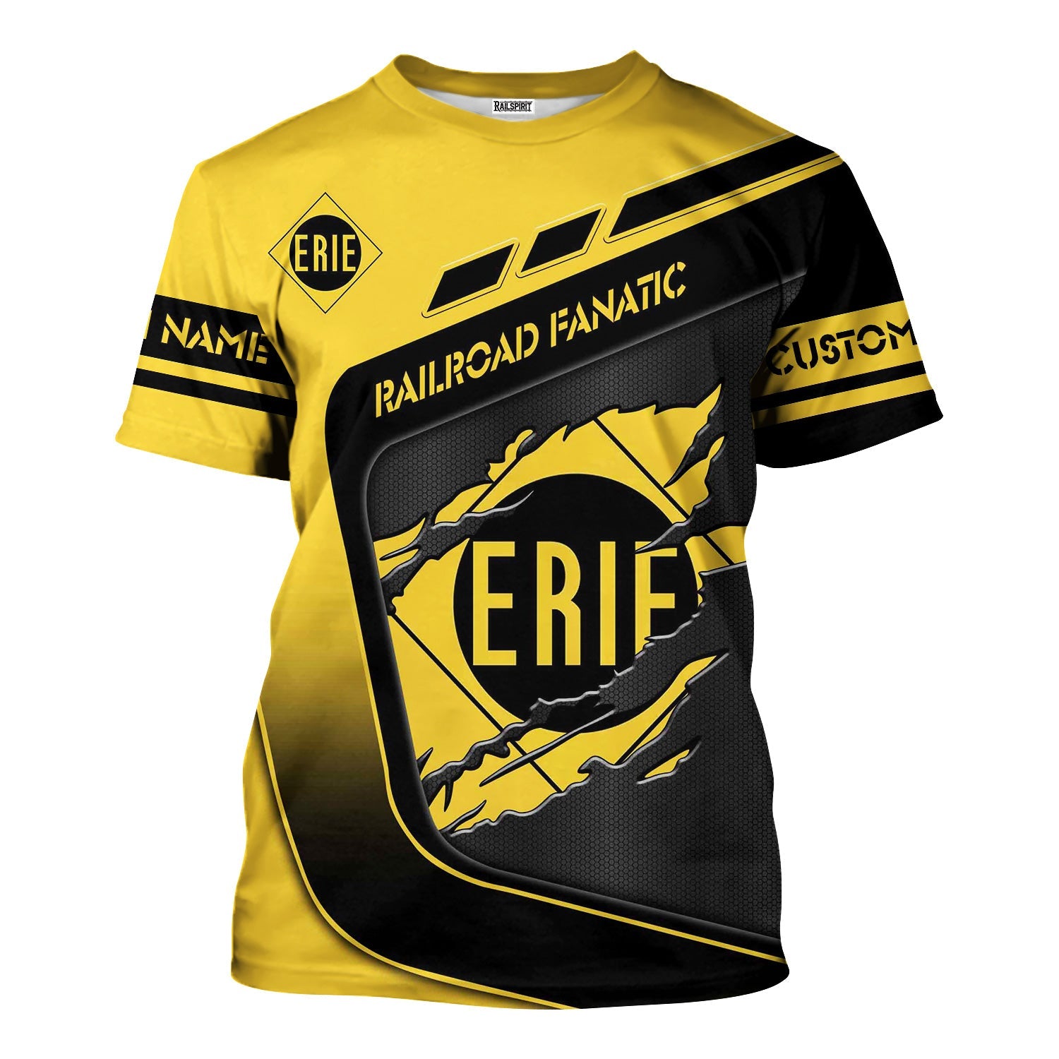 Railspirit Personalized Erie Railroad T-Shirt Ripped Texture Style Train Shirt For Railroad Fanatic