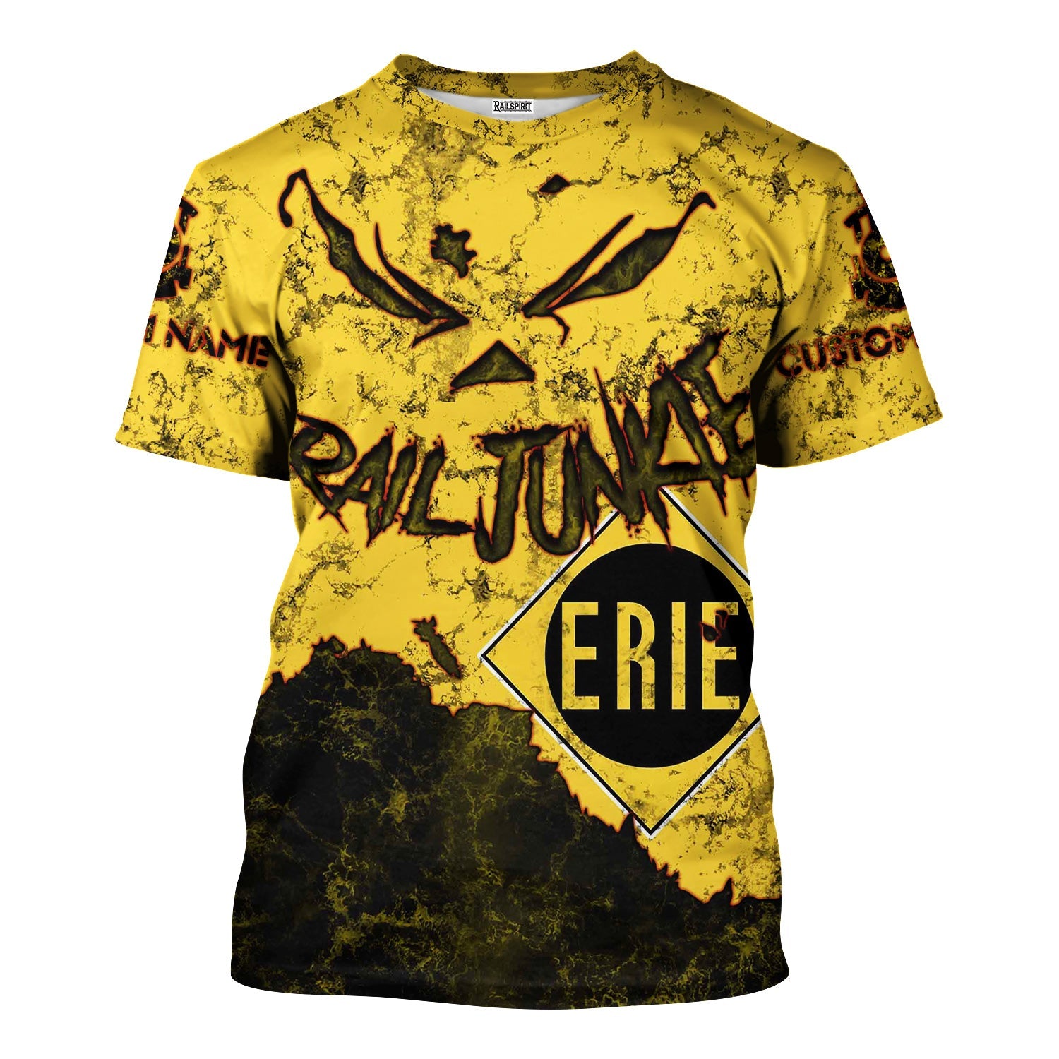 Railspirit Personalized Erie Railroad T-Shirt Torn Graphic Style Train Shirt For Rail Junkie
