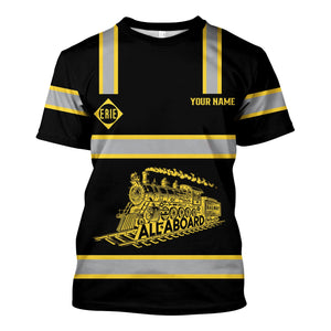 Railspirit Custom Name Erie Railroad T Shirt Eat Train Sleep Repeat Printed Train Shirt