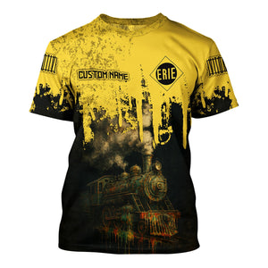Railspirit Personalized Erie Railroad T-Shirt Vintage Train Art Style Shirt For Locomotive Fans
