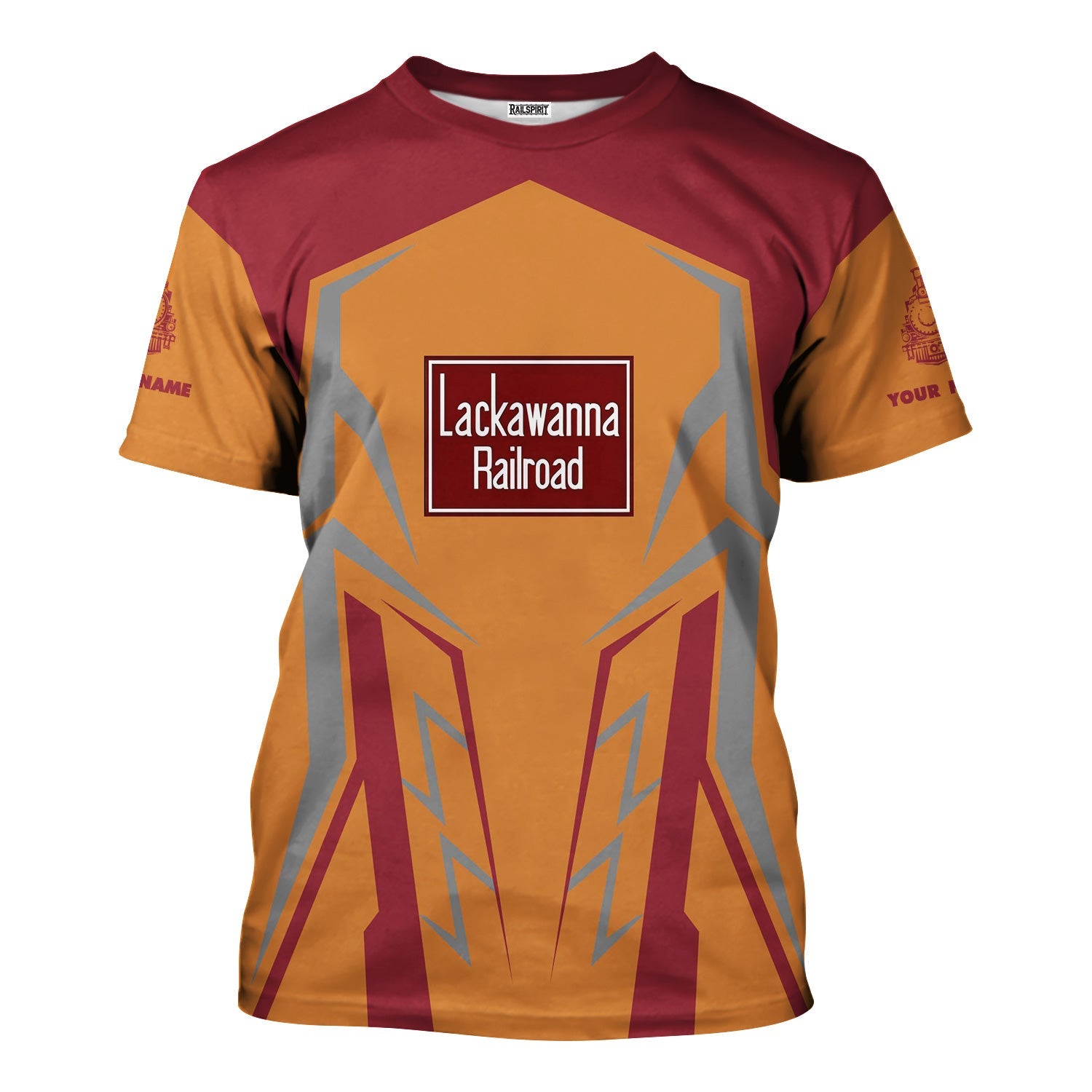 Railspirit Personalized Delaware, Lackawanna and Western Railroad T-Shirt Futuristic Design with Custom Job DL&W Train Shirt