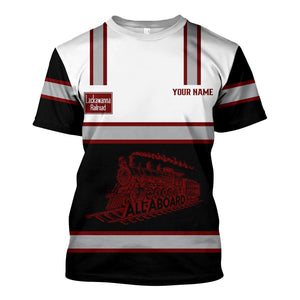 Railspirit Custom Name Delaware, Lackawanna and Western Railroad T Shirt Eat Train Sleep Repeat DL&W Printed Train Shirt