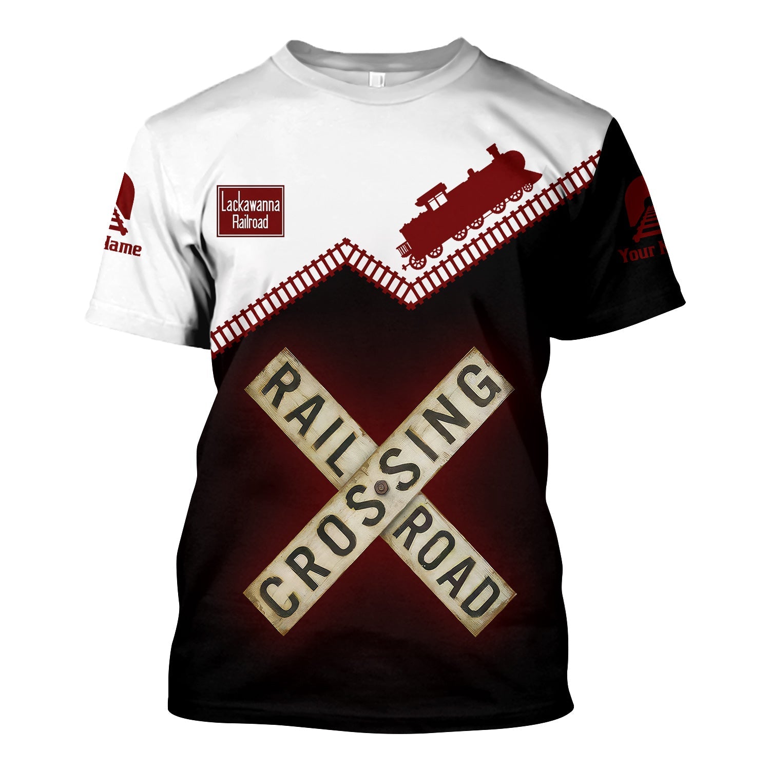 Railspirit Personalized Delaware, Lackawanna and Western Railroad T Shirt Railroad Crossing Printed Train Track Shirt